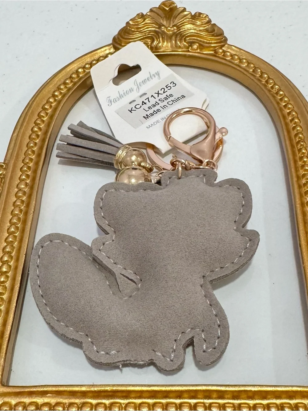 New Gray Crystal Raccoon Keychain w/ Pink Bow
